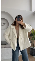 Dyla Yumoş Ceket - Beyaz - Kod: 7008