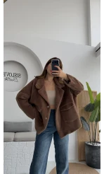 Dyla Yumoş Ceket - Kahverengi - Kod: 7008