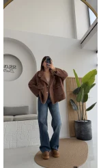 Dyla Yumoş Ceket - Kahverengi - Kod: 7008