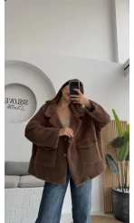 Dyla Yumoş Ceket - Kahverengi - Kod: 7008