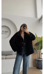 Dyla Yumoş Ceket - Siyah - Kod: 7008