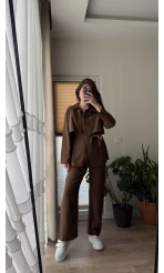 Ed Kuşaklı Pantolon Acı Kahve Takım - Kec - 51835