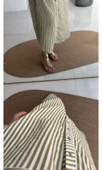 Edith Çizgili Kemerli Gömlek Elbise - Yeşil - 0411