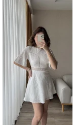 Edna Beyaz Dantel Detay Elbise