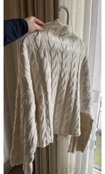 Ekru Balıkçı Yaka Örme Triko Kazak