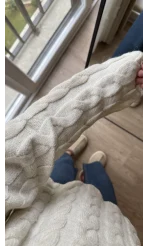 Ekru Balıkçı Yaka Örme Triko Kazak