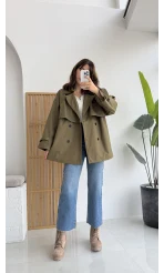 Elana - Suya Dayanıklı Kuşaklı Trenç Haki