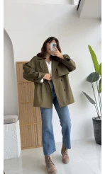 Elana - Suya Dayanıklı Kuşaklı Trenç Haki