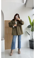 Elana - Suya Dayanıklı Kuşaklı Trenç Haki