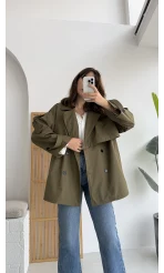 Elana - Suya Dayanıklı Kuşaklı Trenç Haki