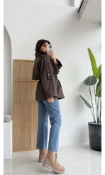 Elana - Suya Dayanıklı Kuşaklı Trenç Kahve