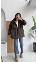 Elana - Suya Dayanıklı Kuşaklı Trenç Kahve