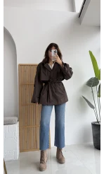 Elana - Suya Dayanıklı Kuşaklı Trenç Kahve