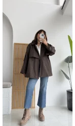 Elana - Suya Dayanıklı Kuşaklı Trenç Kahve