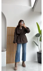 Elana - Suya Dayanıklı Kuşaklı Trenç Kahve