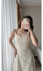 Elina Korseli Ekru Elbise