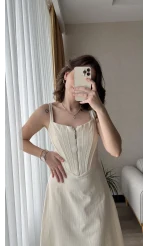 Elina Korseli Ekru Elbise