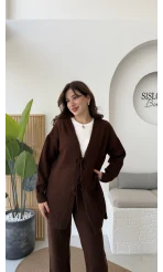 Eliora Çift Bağcıklı Triko Takım - Kahverengi