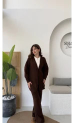 Eliora Çift Bağcıklı Triko Takım - Kahverengi
