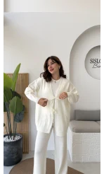 Eliora Çift Bağcıklı Triko Takım - Kırık Beyaz