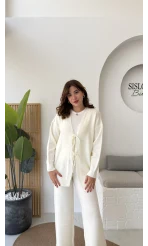 Eliora Çift Bağcıklı Triko Takım - Kırık Beyaz