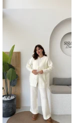 Eliora Çift Bağcıklı Triko Takım - Kırık Beyaz