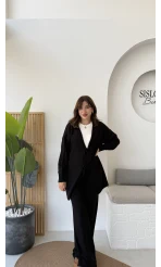 Eliora Çift Bağcıklı Triko Takım - Siyah