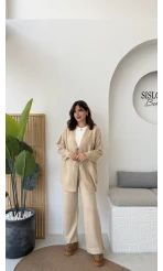 Eliora Çift Bağcıklı Triko Takım - Taş