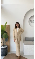 Eliora Çift Bağcıklı Triko Takım - Taş