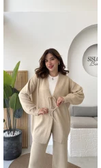 Eliora Çift Bağcıklı Triko Takım - Taş