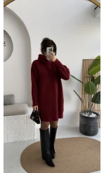 Ellarosa Boğazlı Elbise - Bordo - Kod: 5111