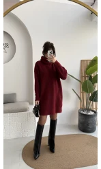 Ellarosa Boğazlı Elbise - Bordo - Kod: 5111