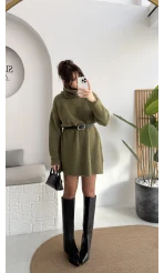 Ellarosa Boğazlı Elbise - Haki - Kod: 5111