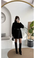 Ellarosa Boğazlı Elbise - Siyah - Kod: 5111