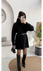 Ellarosa Boğazlı Elbise - Siyah - Kod: 5111