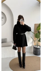 Ellarosa Boğazlı Elbise - Siyah - Kod: 5111