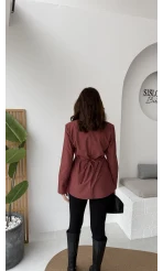 Ellıs Vatkalı Bağlamalı Tunik Gömlek - Kiremit - Kod: 26200