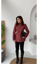 Ellıs Vatkalı Bağlamalı Tunik Gömlek - Kiremit - Kod: 26200