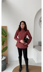 Ellıs Vatkalı Bağlamalı Tunik Gömlek - Kiremit - Kod: 26200