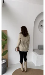 Ellıs Vatkalı Bağlamalı Tunik Gömlek - Taş - Kod: 26200