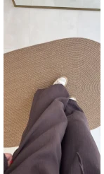 Elsa Pamuk Kumaş Bluz - Pantolon Takım - Kahve - 42502 - 42602