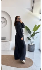 Elsa Pamuk Kumaş Bluz - Pantolon Takım - Siyah - 42504 - 42604
