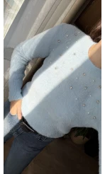 Emilie Taşlı Yumoş Kazak Mavi
