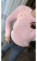 Emilie Taşlı Yumoş Kazak Pembe