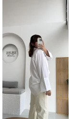 Esmeralda Büyük Cepli Gömlek - Beyaz - Kod: 2143