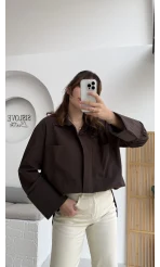 Esmeralda Büyük Cepli Gömlek - Kahve - Kod: 2143