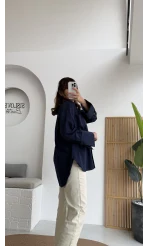 Esmeralda Büyük Cepli Gömlek - Lacivert - Kod: 2143