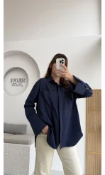 Esmeralda Büyük Cepli Gömlek - Lacivert - Kod: 2143