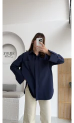Esmeralda Büyük Cepli Gömlek - Lacivert - Kod: 2143