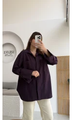 Esmeralda Büyük Cepli Gömlek - Mürdüm - Kod: 2143